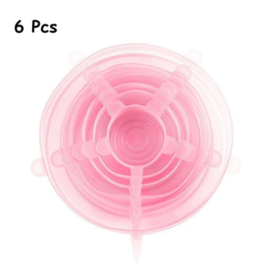 pink Мягкая силиконовая крышка, Кухня Силиконовые чехлы 6 шт, пригодный различные размеры и формы контейнеры пищевые охватывает - Цвет: pink