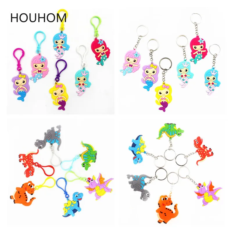 

6pcs/lot Flamingo Unicorn Party Rubber Keychain Mermaid Party Baby Shower Birthday Party Decorations Kids Jungle Party Favors