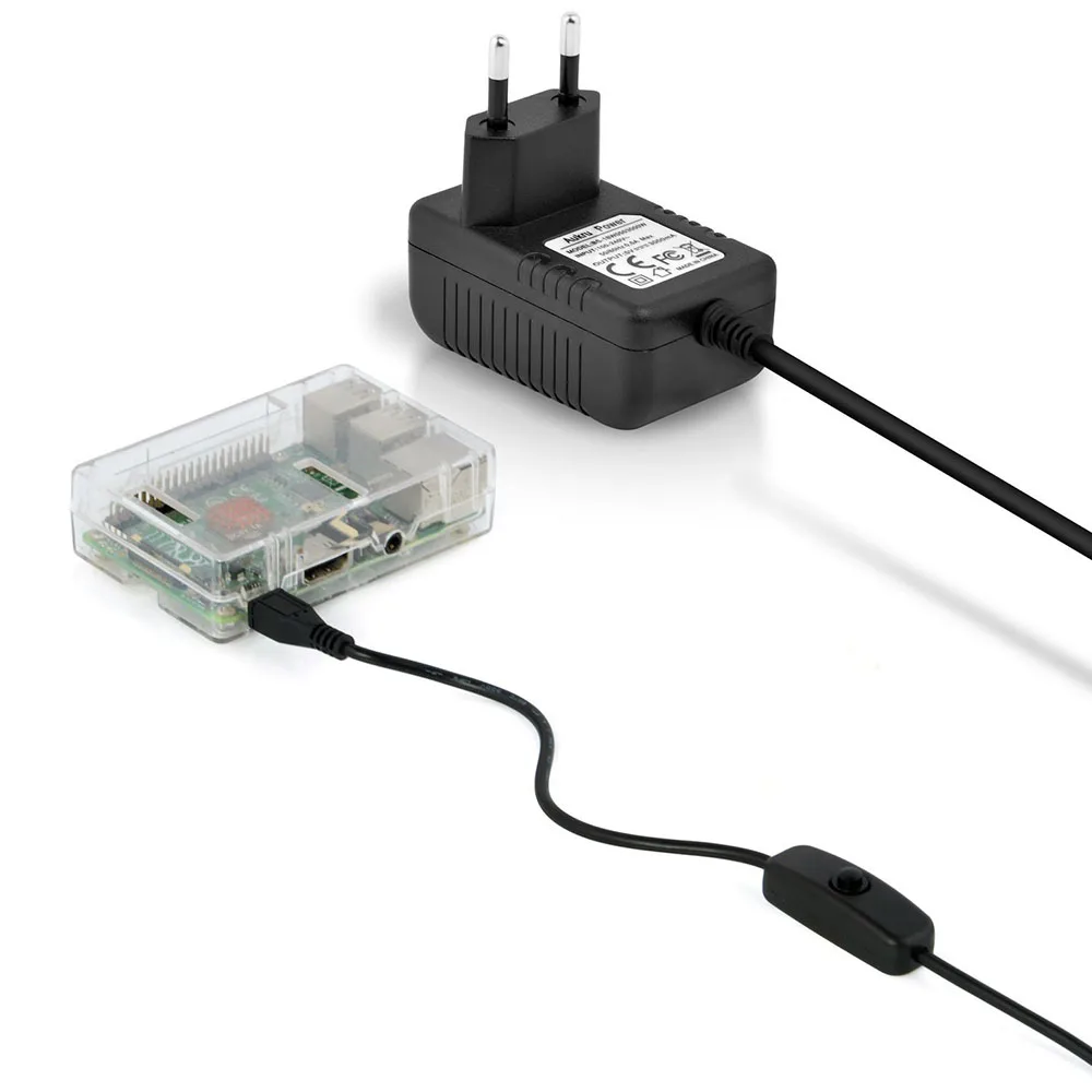 5 В 3 А Raspberry Pi кнопка переключения питания адаптер с Micro USB портом для розетки