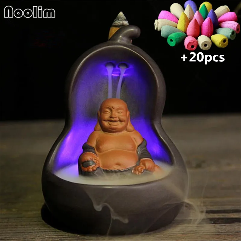 Керамическая подставка для благовоний в виде маленького монаха Будды