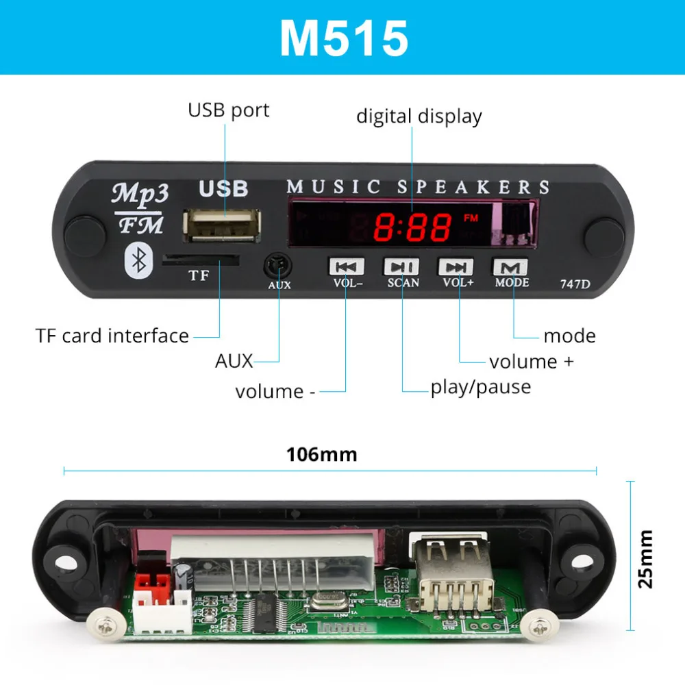 MP3 плеер Bluetooth декодер доска беспроводной MP3 модуль 12 в аудио плеер с пультом дистанционного управления радио USB TF для автомобиля MP3 декодер