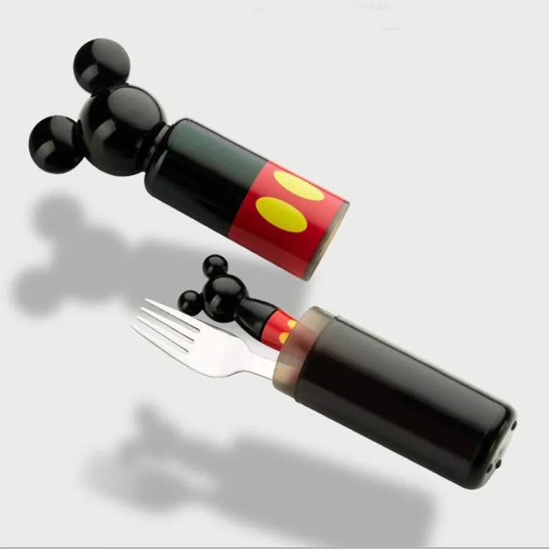 Детская портативная вилка из нержавеющей стали с головкой Микки Мауса|set