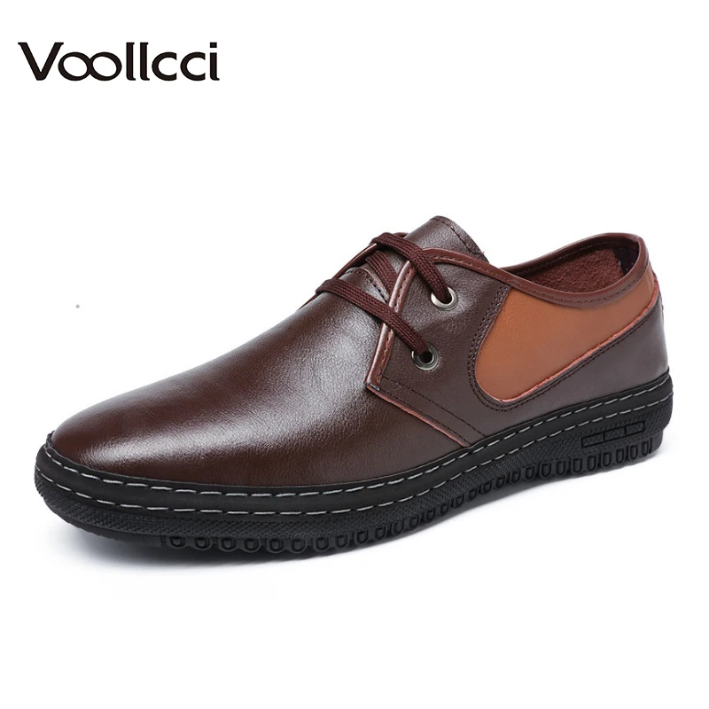Fashion Autumn New Man Casual Genuine Leather Shoes Mens Lace-Up Loafers Simple Stylish Male Footwear Oxford For Men | Обувь
