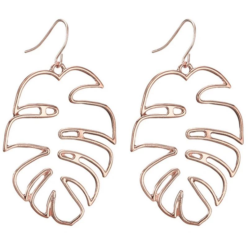 1 пара элегантные полые серьги в виде листьев минималистичные золотистые и