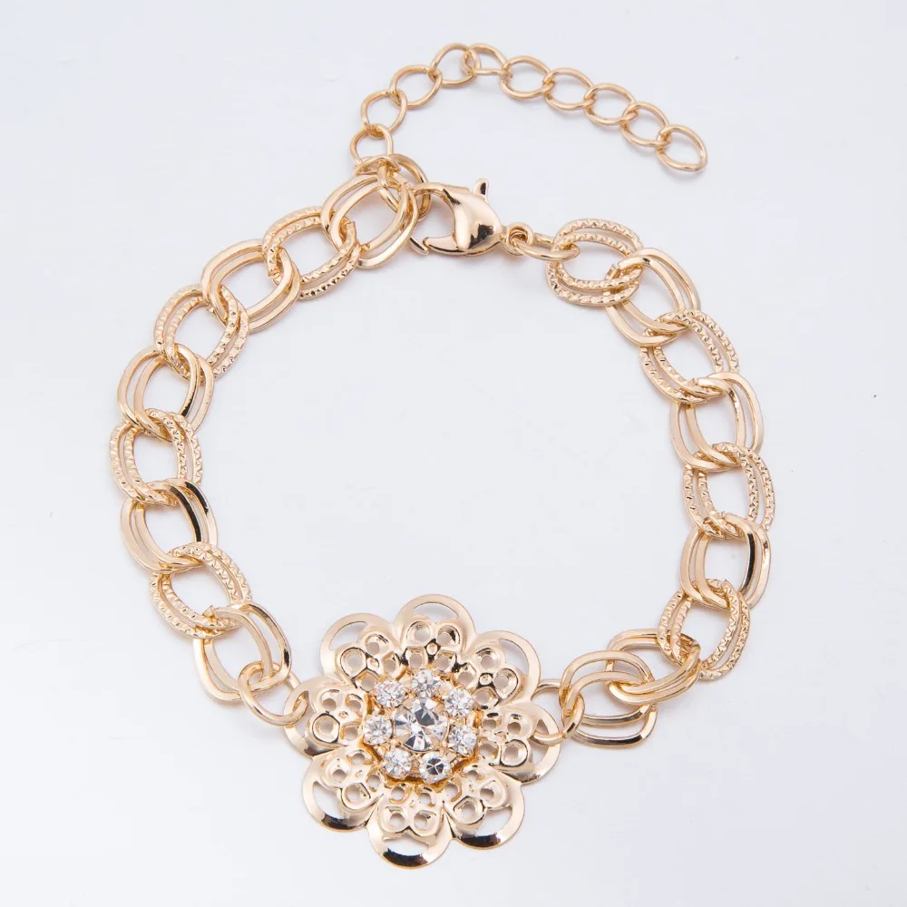 Простая уличная мода змея золотистого цвета цепочка Элегантный большой цветок