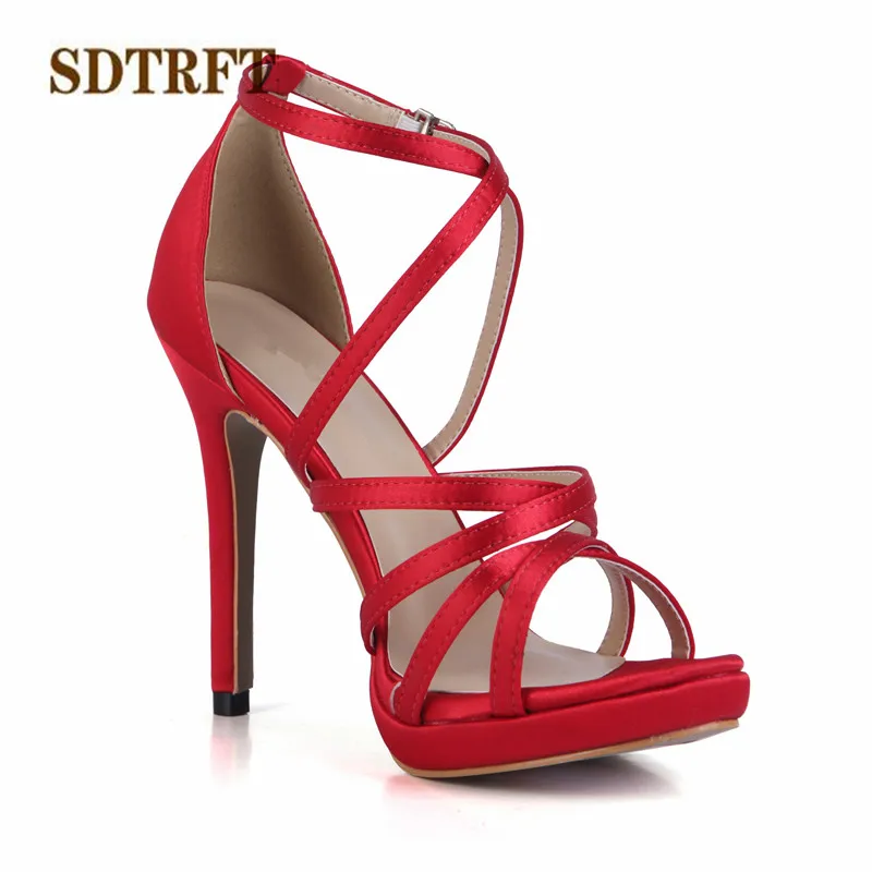 SDTRFT/zapatos mujer Летние пикантные босоножки на шпильке 12 см Вечерняя Обувь с открытым