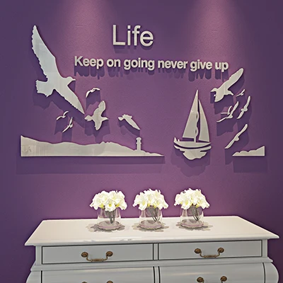 

Lighthouse Sailing Seagull Sailboat Seabirds Design Acrylic Wall Sticker Mediterranean Living Room Kids Room Wall Decorations