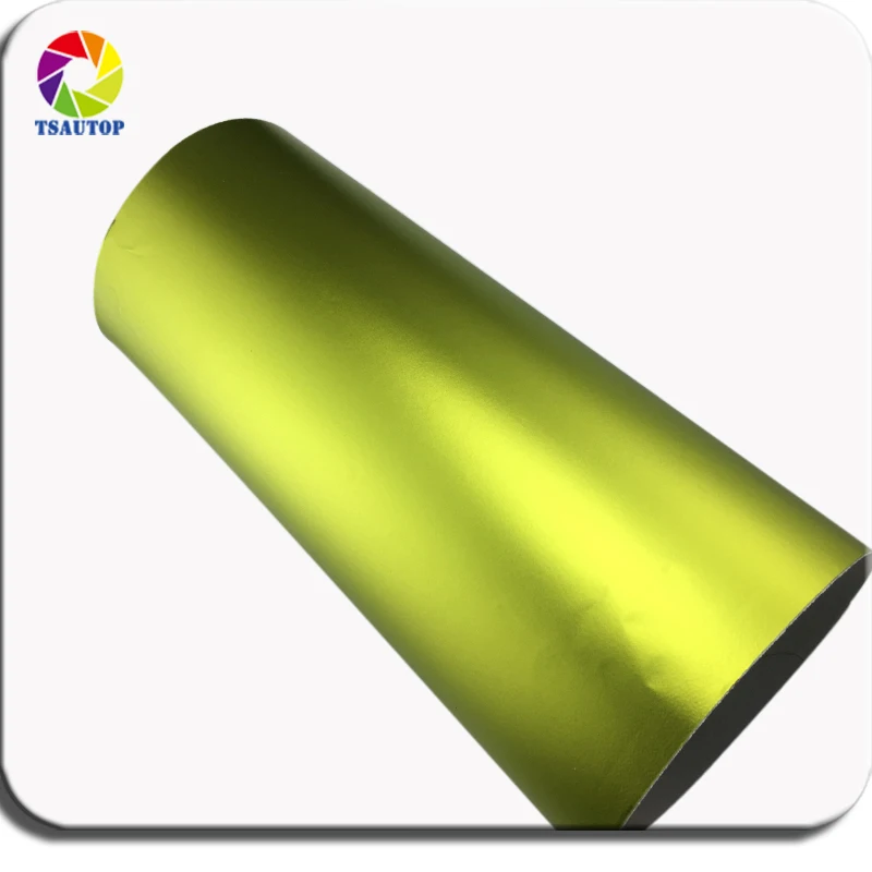 

TSAUTOP Premium 1.52m width matte chrome vinyl wrap matte stain Lemon yellow car wrapping foil air free bubbles