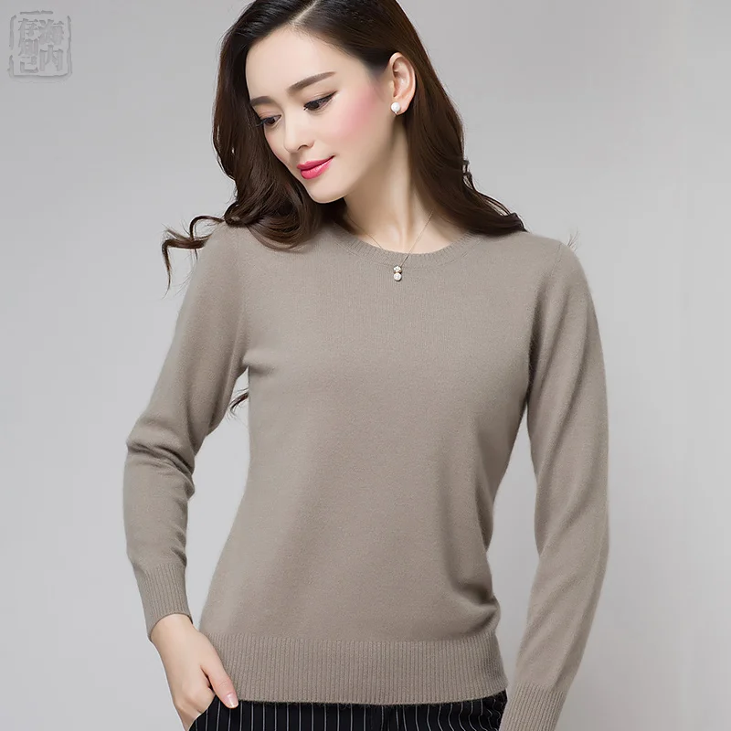 Основные Тонкой Шерсти Пуловеры женская Шерсть O-образным Вырезом Свитера