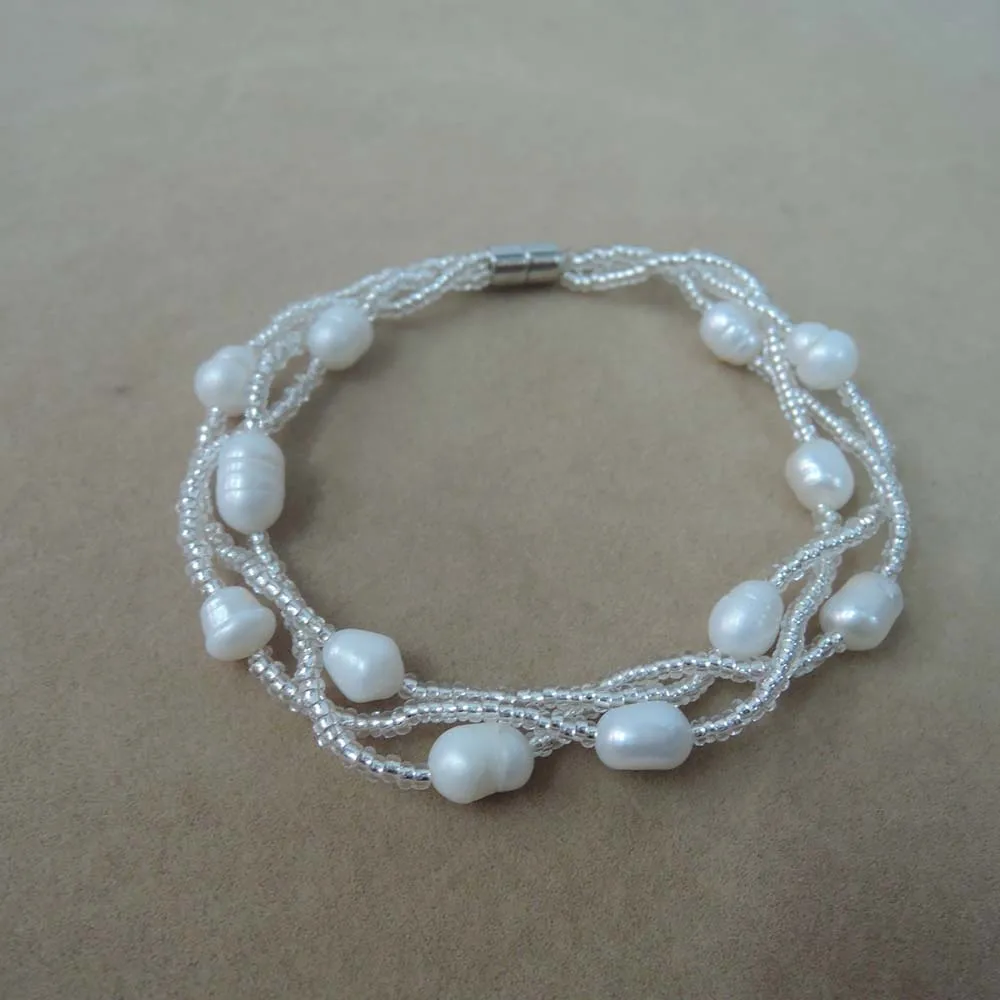 100% натуральный браслет из пресноводного жемчуга с магнитным замком|pearl bracelet|bracelet
