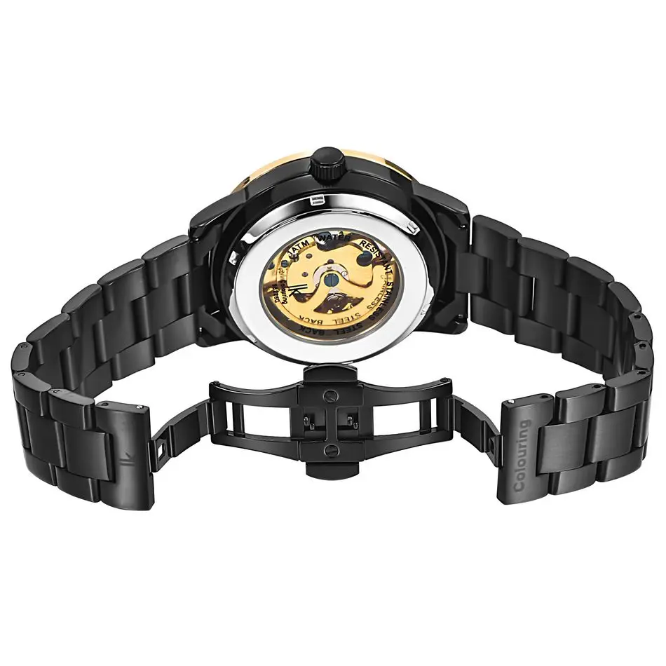 Мужские прозрачные механические наручные часы с браслетом из нержавеющей стали |