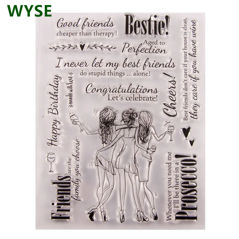

WYSE Friends Sock Girls Clear Silicone Stamps Flower Transparent Stamp Seal for DIY Scrapbooking Card Making Craft Supplies
