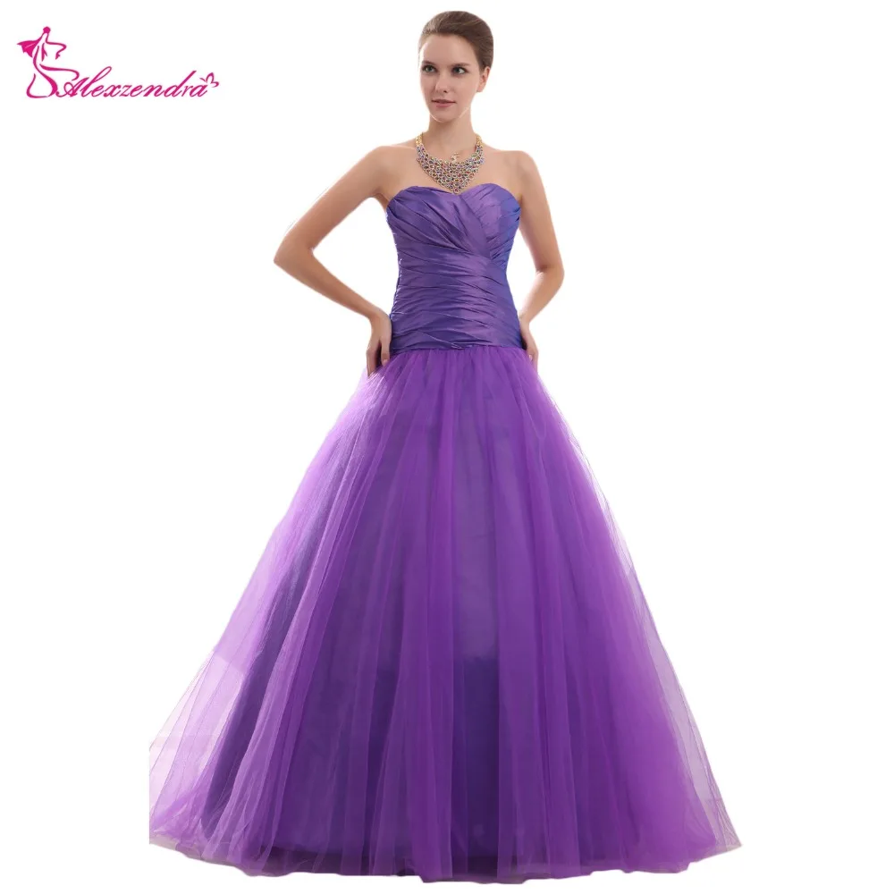 

Alexzendra Purple Tulle A Line Long Prom Dresses Sweetheart Evening Dress Party Dresses Plus Size