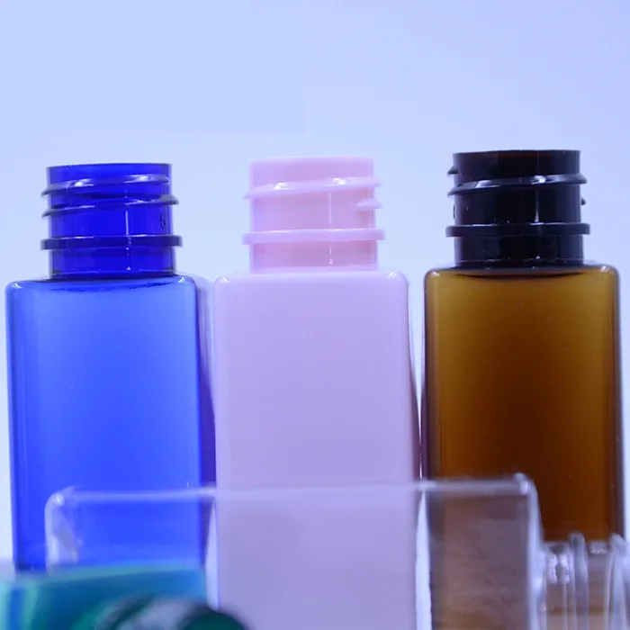 

50ml High Quality ,food grade amber pink green blue clear PET plastic bottle for cream ,lotion with screw cap refillable bottle