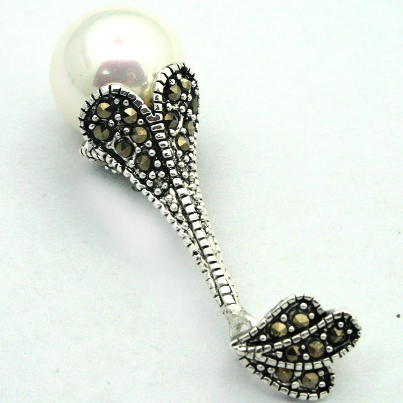 Редкий винтажный натуральный 12 мм Белый жемчужный марказитовый кулон из ракушек