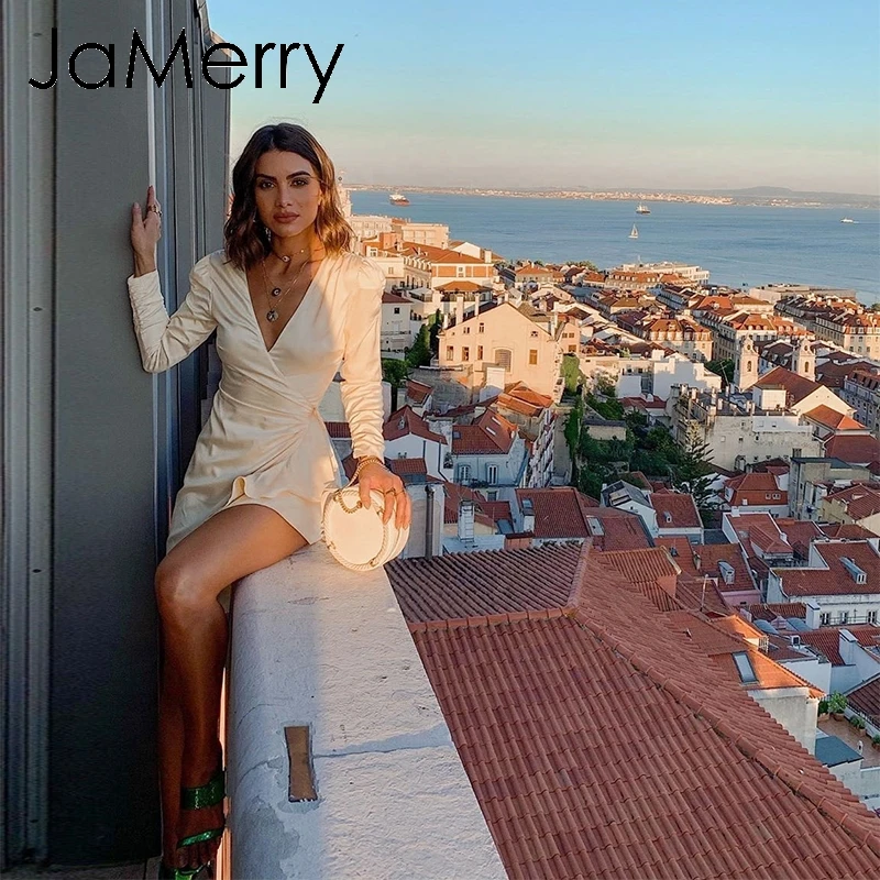 Платье JaMerry женское винтажное сексуальное сатиновое с рукавом-фонариком |