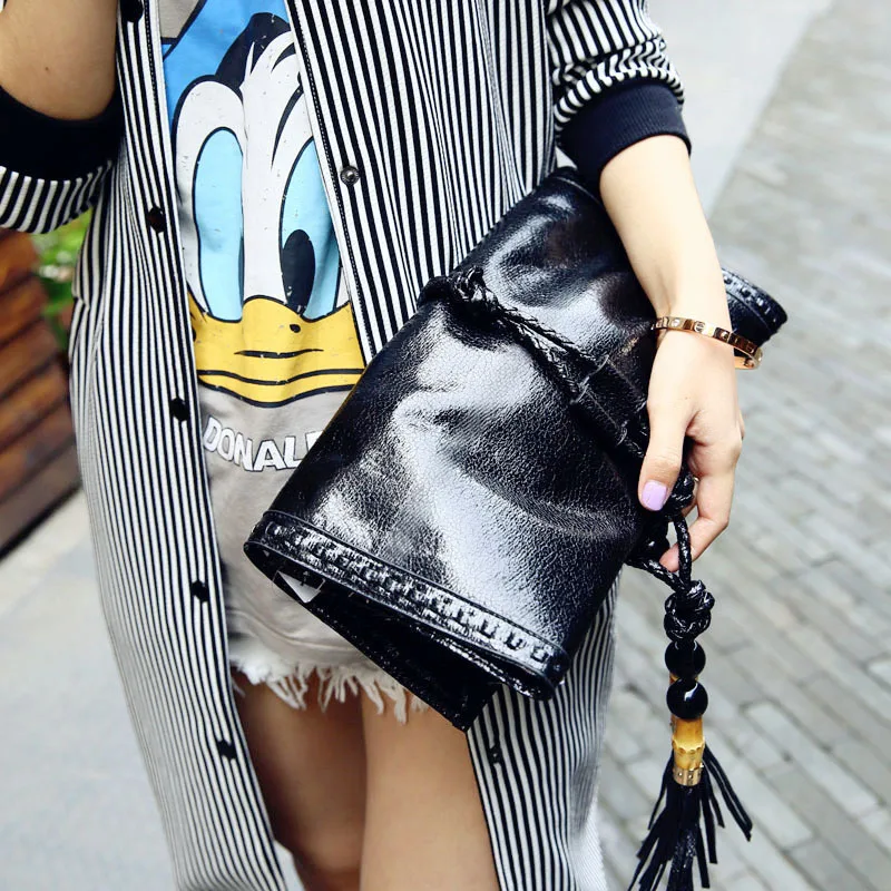 

New Summer Women's Trendy Metal Punk Rivet Day Clutch Evening Party Casual Cross Body Tassel Shoulder Messenger Bag