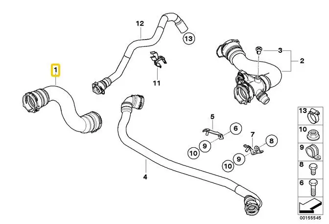 Lower Radiator Coolant Hose for BMW X3 2007-2010 17123424499 | Автомобили и мотоциклы