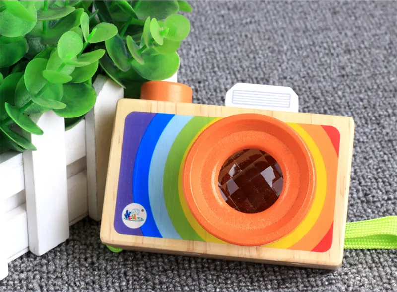 Funny Wooden Toy Camera Children Fashion Clothing Accessory Hanging Photography Kaleidoscope lens Toys For | Игрушки и хобби
