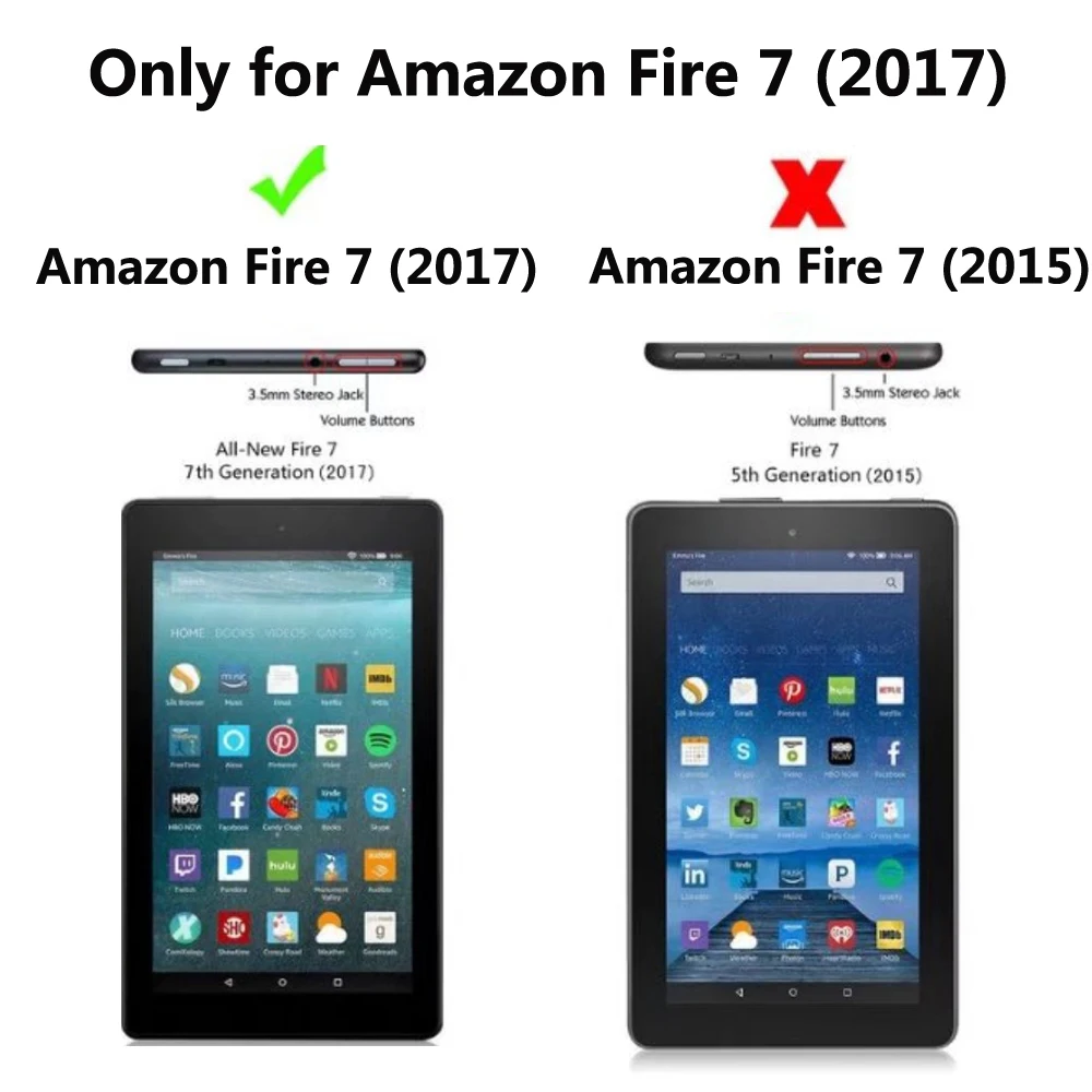 Чехол для Amazon Kindle Fire 7 2017 7th поколения искусственная кожа флип Стенд Тонкий