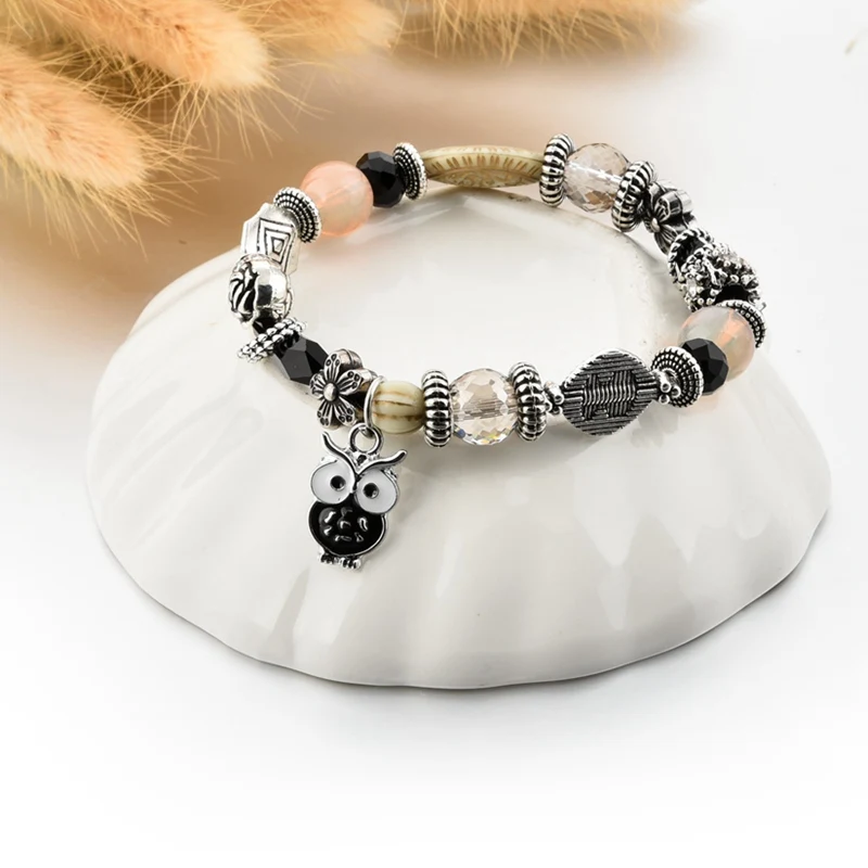CHICVIE браслеты дружбы с черной совой и цветком на заказ Подвески для изготовления