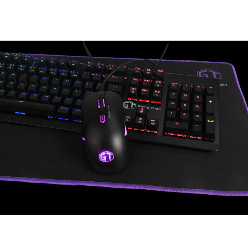 Delux светодиодный RGB игровая клавиатура с подсветкой мышь Combo 4000DPI для ноутбука ПК