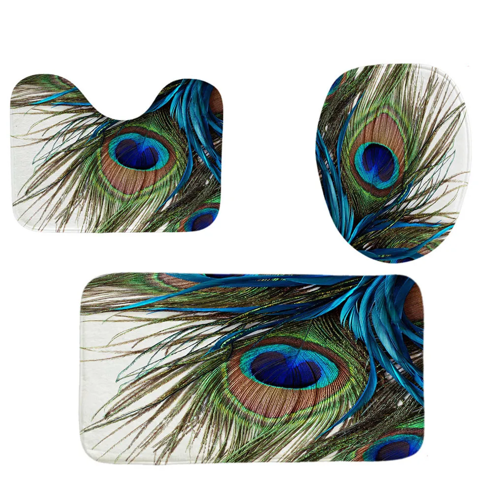 Personality creative colorful toilet three-piece seat bathroom kitchen absorbent comfortable carpet mat H0520 | Дом и сад
