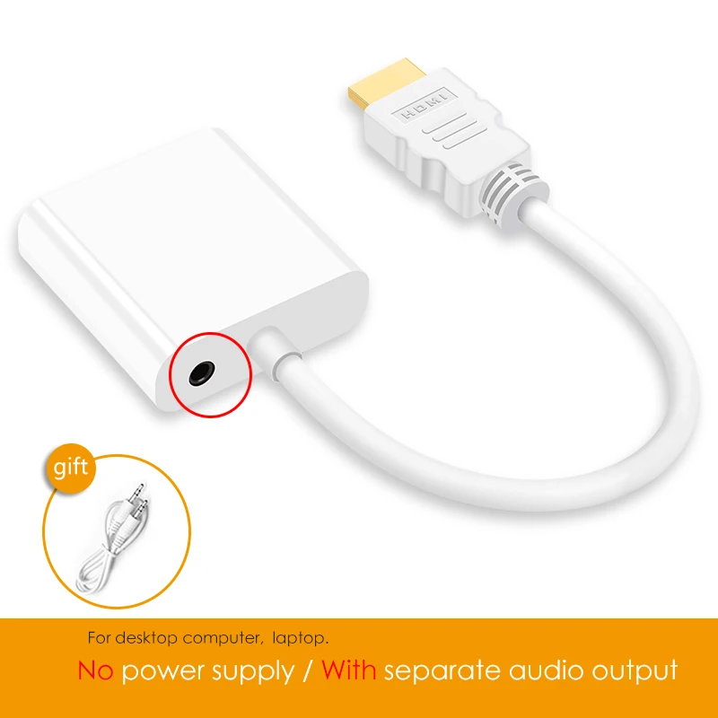 White-002 SUPTEC HDMI в VGA адаптер конвертер 1080P цифро-аналоговый видео аудио адаптер для PS4 ТВ коробка ноутбук к ПК экран ТВ проектор - Цвет: White-002