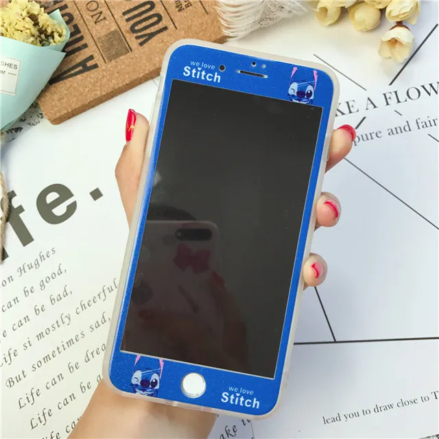Мультфильм шаблон закаленное стекло экрана протектор для iPhone 7 8 6 6s плюс 3D полное покрытие