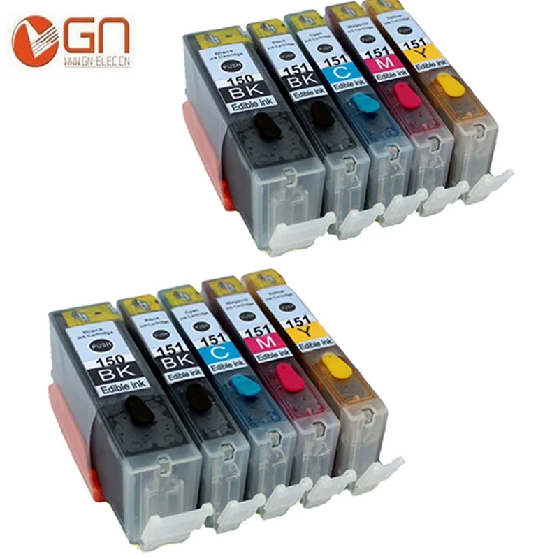 GN PGI 150 картридж со съедобными чернилами для принтера Canon PIXMA MG5410 MG5510 MG5610 MG6410 MG6610 IP7210 MX721 IX6810 Опи 150XL CLI 151 принтер - Цвет: 2 sets