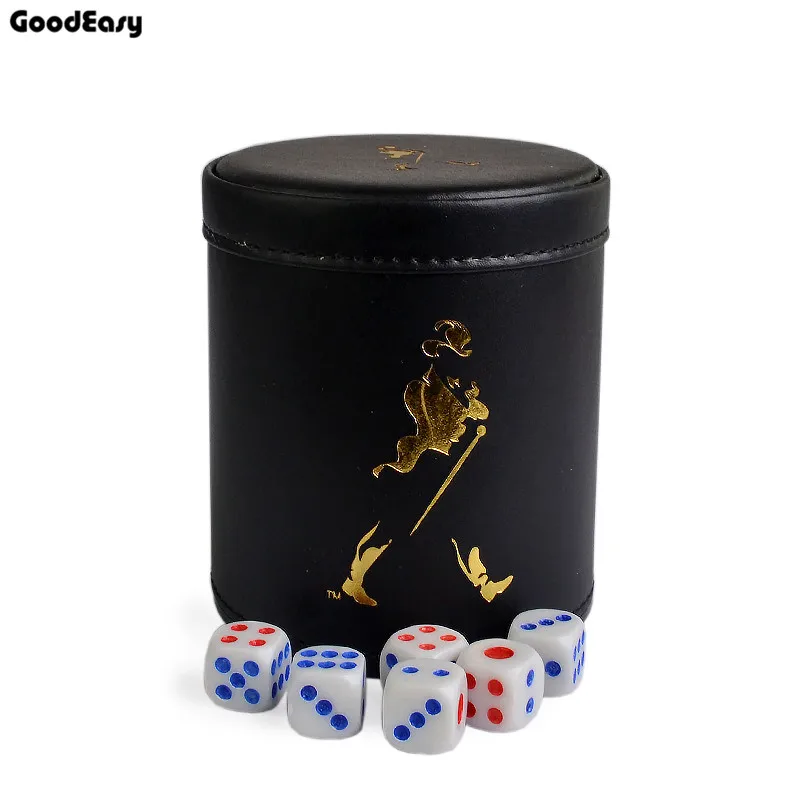 Лидер продаж черные кожаные кости чашка пластиковые и 6 шт. акриловых кубиков