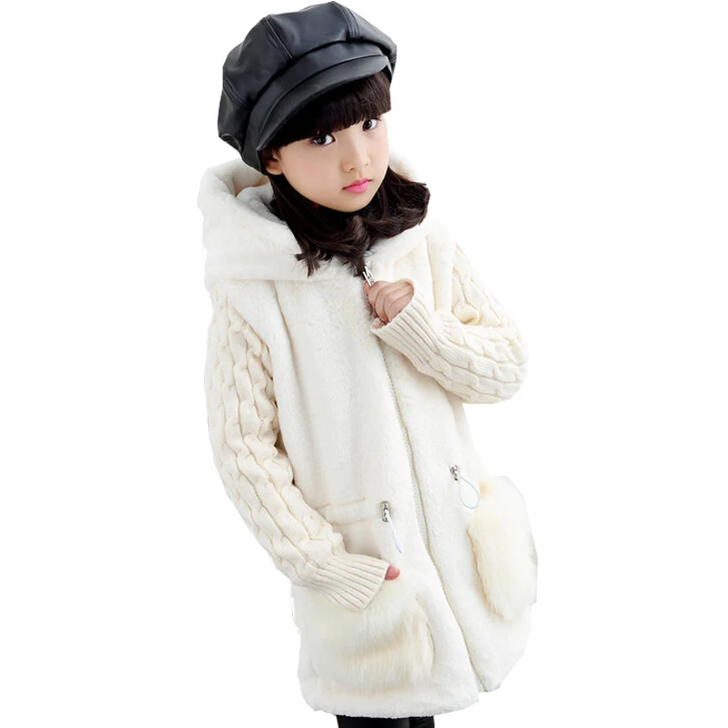 2021 Girls Winter coat faux fur Outerwear Clothing Kids Clothes thicken children outerwear Warm 4 6 8 10 12 Years | Детская одежда и