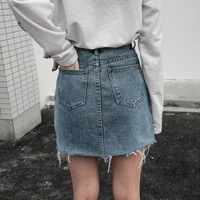 summer fashion high waist skirts womens pockets button denim skirt female saias 2019 new all matched casual jeans skirt