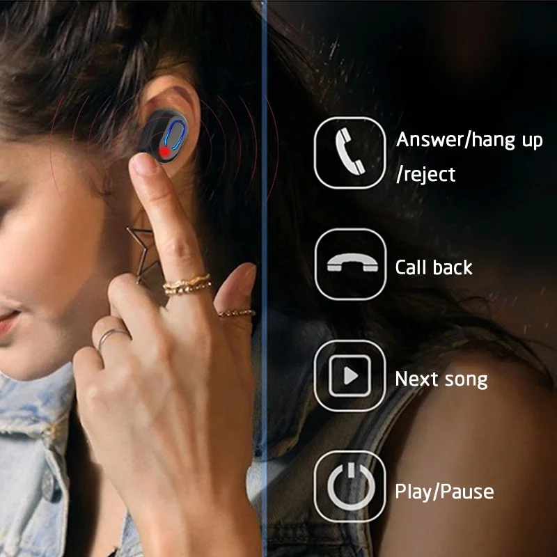 T18S невидимые Bluetooth наушники 5 0 TWS мини беспроводные стерео глубокий бас гарнитура