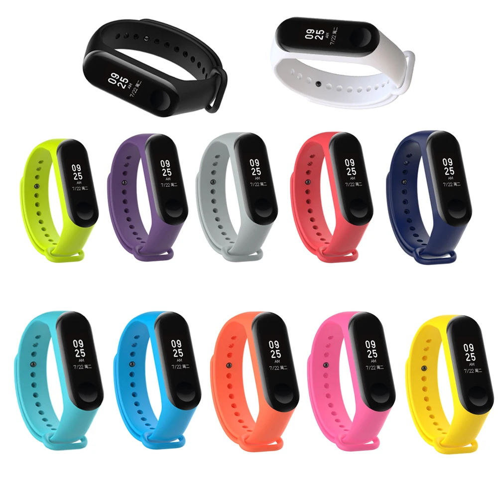 Ремешок силиконовый для Xiaomi Mi Band 3 сменный цветной браслет смарт часов mi 12