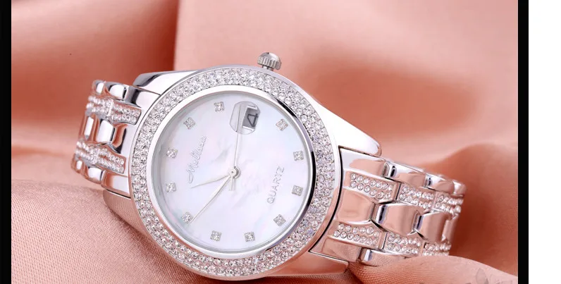 Женские кварцевые часы с браслетом из стали и кристаллами|montre femme|montre relogiomontre women |