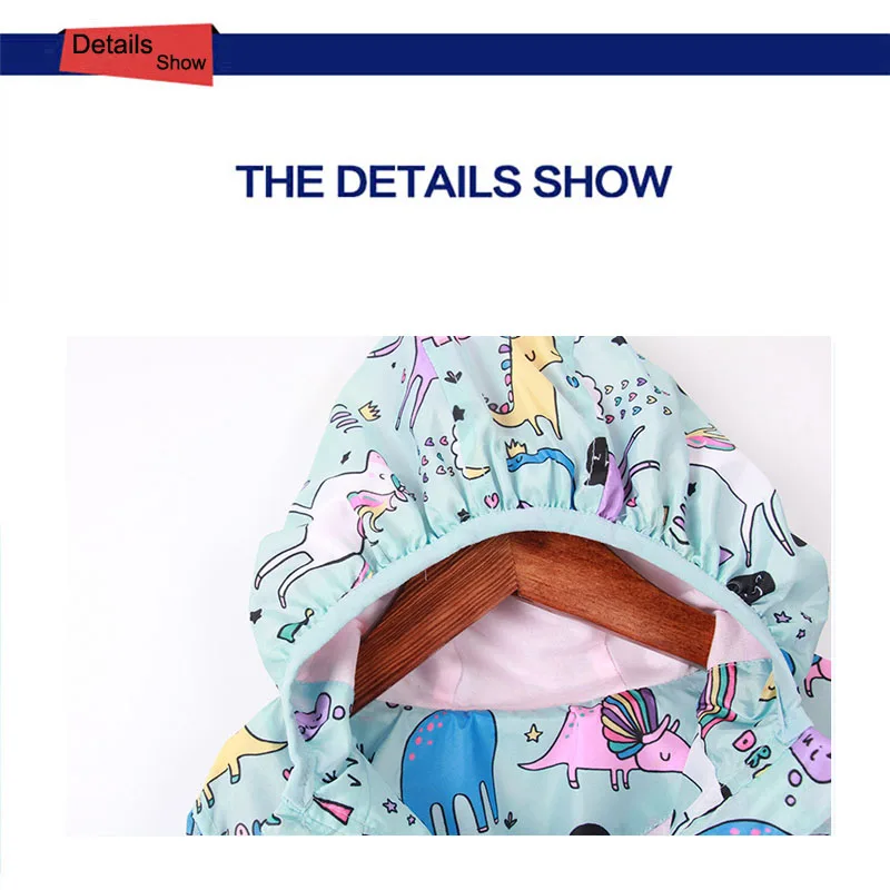 Unicorn Girls куртки Baby Girl Boy Одежда Весна Дети С Длинным Рукавом Печати Unicorn С Капюшоном Пальто Верхняя Одежда Топы Детское Пальто