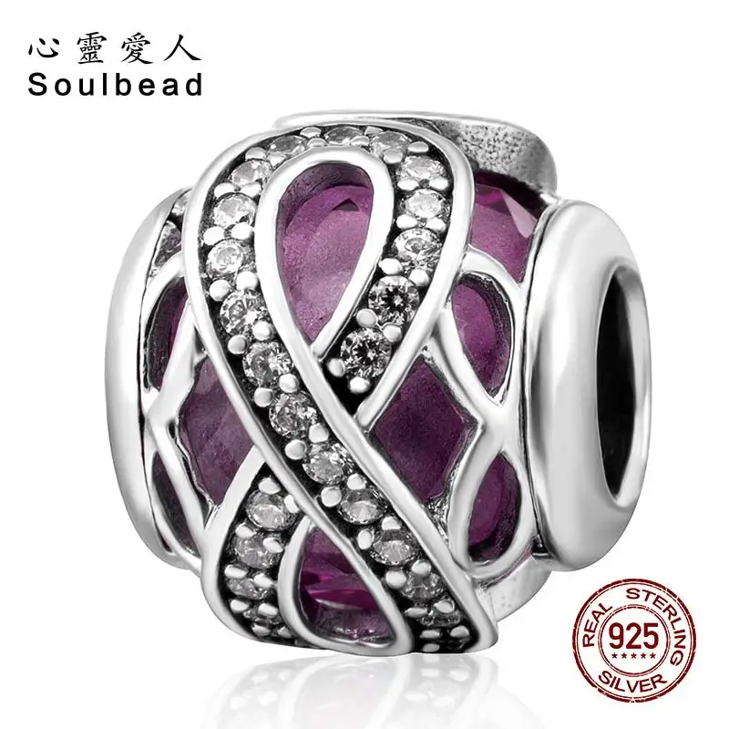 Бусины Soulbead сверкающие Бесконечная любовь круглые очаровательные Синие стразы