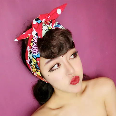 Женская винтажная повязка на голову в горошек 1950 х годов рокабилли с принтом