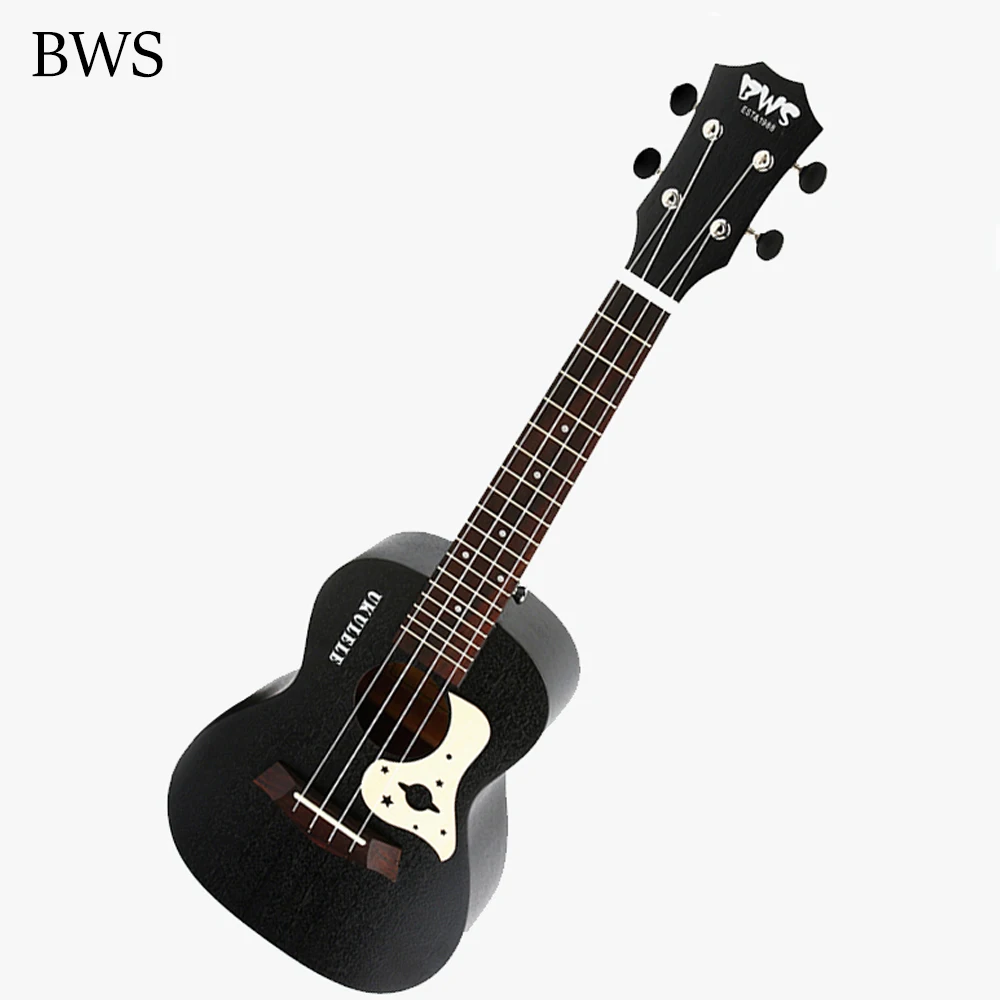 

Гавайская мини-гитара BWS, 23 дюйма, с 4 струнами, с изображением черного звездного неба, из красного дерева