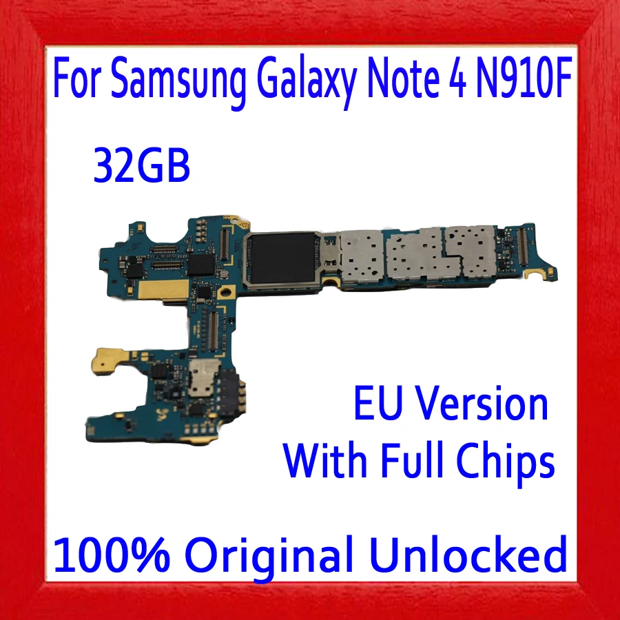 100% хорошо протестированная материнская плата Samsung Galaxy Note 4 N910F с полными чипами 32