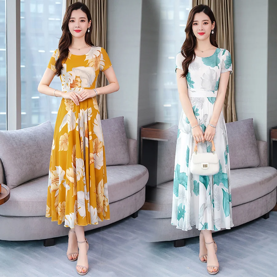 Пляжное платье макси винтажное большого размера 3XL с цветочным принтом шифоновое