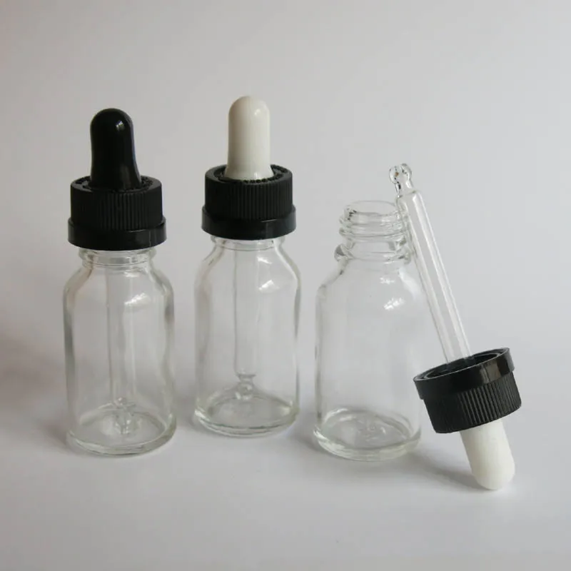 Wholesale 100 Pcs/ Lot 15ml Clear Glass Jars ,Reagent Eye Dropper Drop Aromatherapy glass 15ml Liquid Pipette Bottles