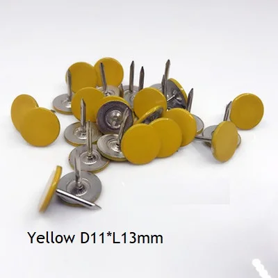 Yellow D11L13MM 200 шт./лот, цветная роза, красный, черный, белый, синий, розовый, зеленый, Плоская Круглая обивка, гвоздь, шпилька, булавка для украшения мебели, дивана, двери - Цвет: Yellow D11L13MM