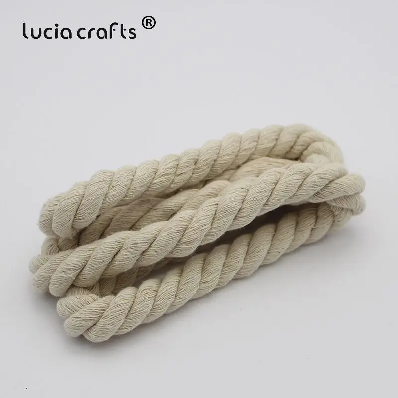 SALE 2Meters 6-20mm Rice White Thick Braided Cotton Rope Three Strand Of Woven Cotton Rope Cord DIY Crafts Bag Decoration CV0705 - Color: Style 6   15mm