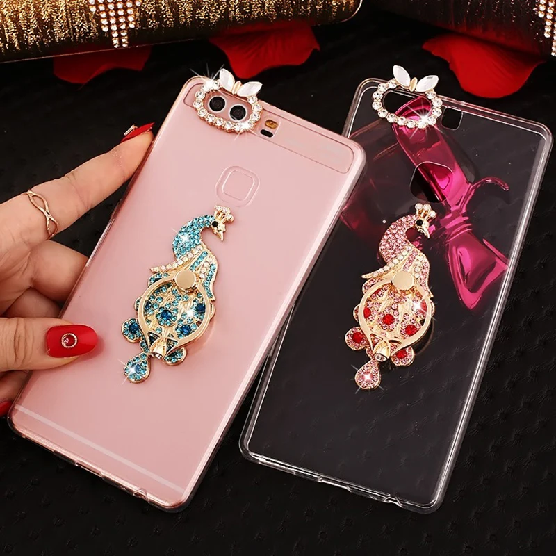 

Clear Soft TPU Phone Case For Huawei P30 Pro P20 Lite P20 Plus Case Nova 3i 3E Honor 8A V20 Diamond Ring Stand Holder Back Cover