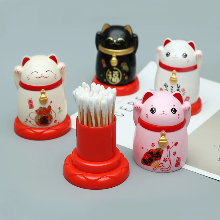 Lucky Cat контейнер для зубочисток мультфильм ABS коробка хранения креативные милые