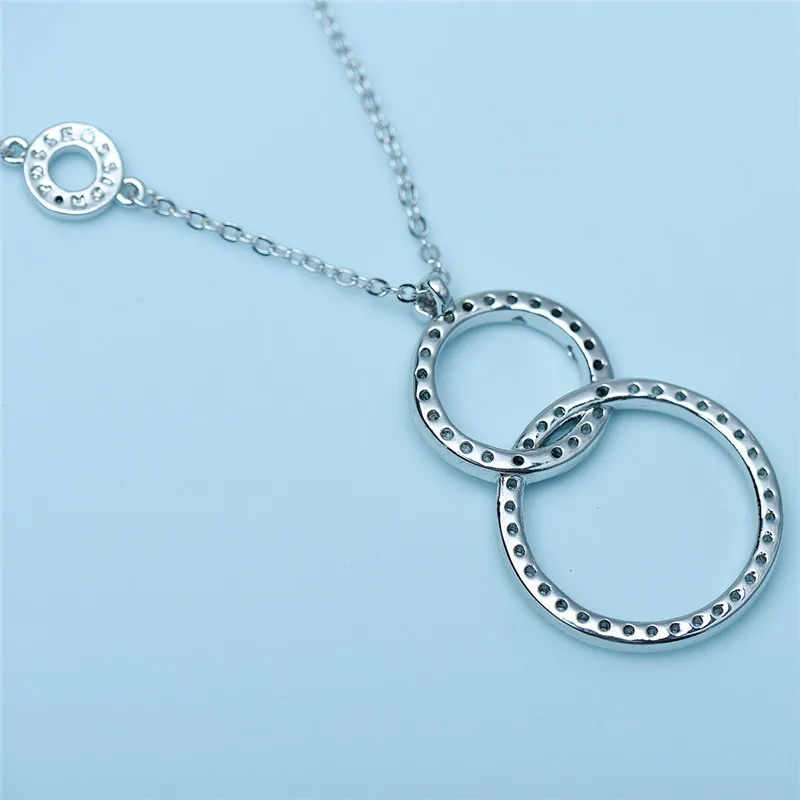 RIMOWA 2017 New Fashion Jewelry Necklaces For Women Luxury AAA Cubic Zircon Double Circles Pendant Necklace N96 | Украшения и