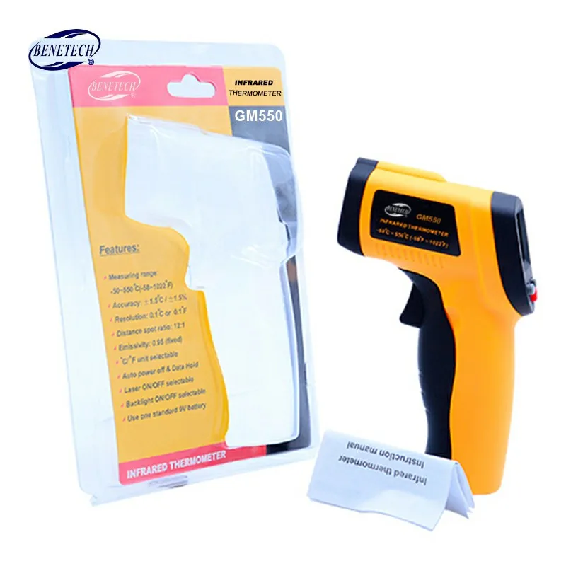 

Non-Contact Digital Laser Temperature Gun IR Infrared Thermometer Sight GM550 -50~550C (-58~1022F) Emissivity 0.95 12:1