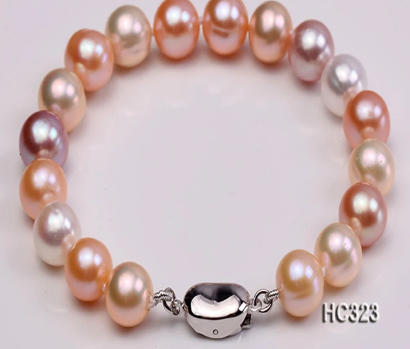 

Women Bracelet Beautiful 3colors AAA 8-9mm Round Real freshwater pearl bracelets Christmas 7.5"
